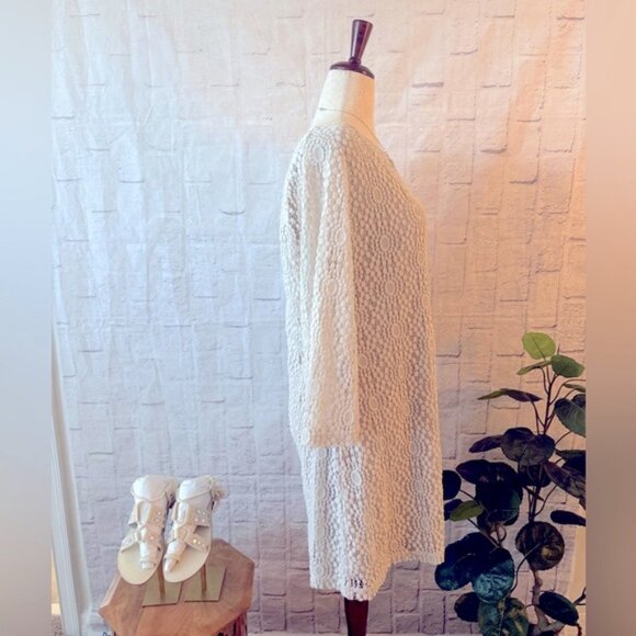 Elegant Cream A-Line Long Sleeve Lace Dress, in Women’s Size 16 - Picture 4 of 10